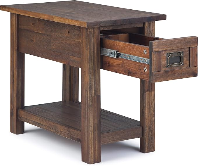 SIMPLIHOME Monroe Narrow Side Table – 14 inch Wide Solid Acacia Wood End Table