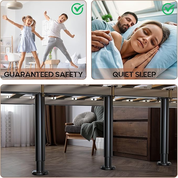 6Pcs Bed Frame Support Leg, Adjustable 14" to 23.6", Increase Under-Bed Storage