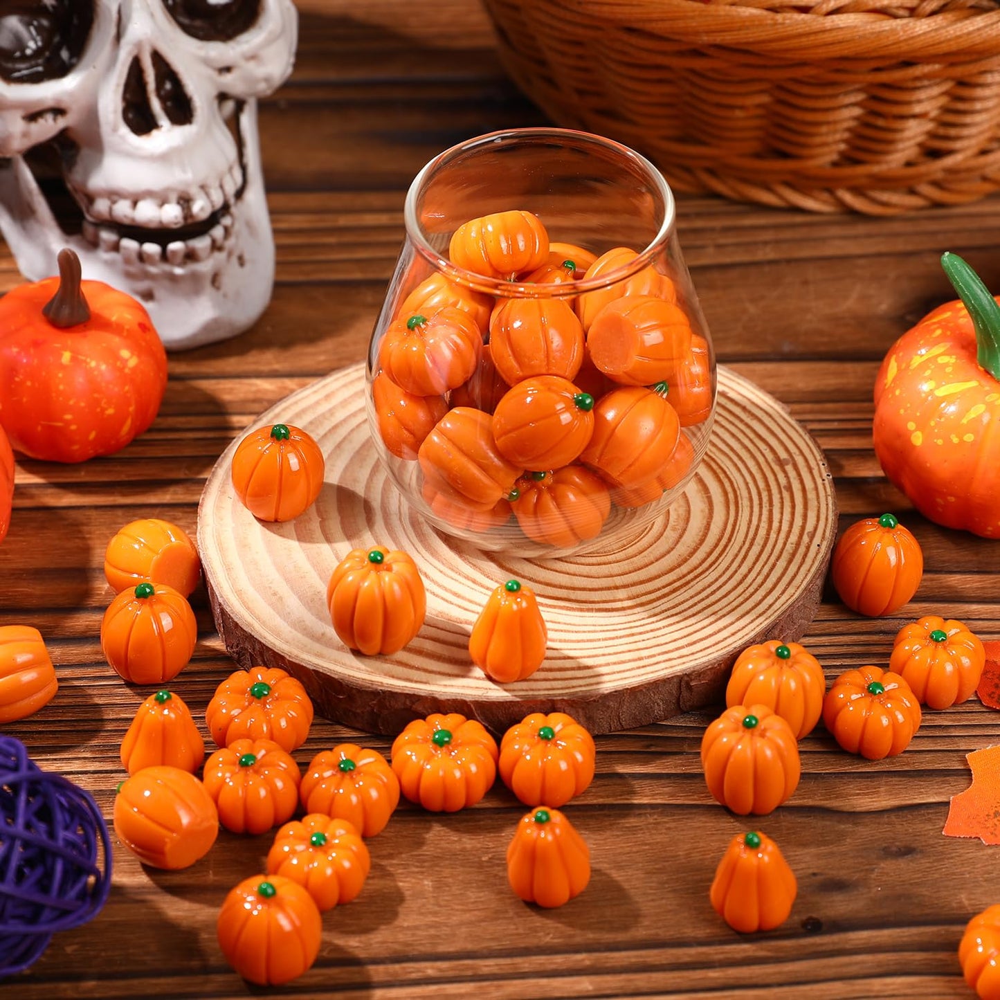 Liobelon 60 Pieces Mini Artificial Pumpkins 5 Different Shape Fall Harvest Simulation Pumpkins Decor DIY Crafts Fake Resin Pumpkin Thanksgiving Decorations Fall Vase Bowl Filler
