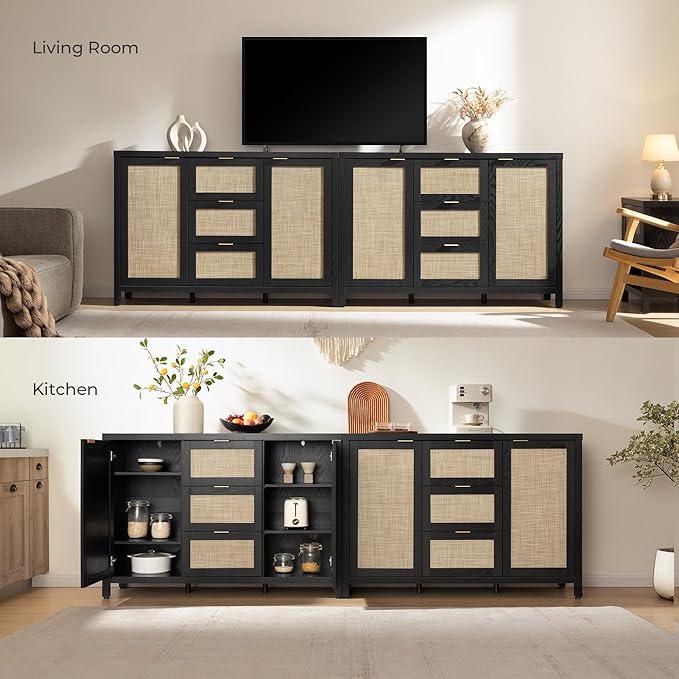 SICOTAS Rattan Large Sideboard Buffet Cabinet