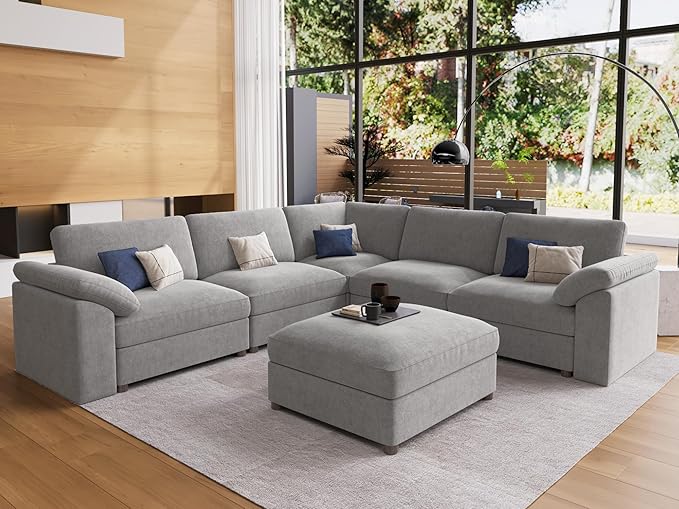 EASE MOOSE Oversized Sectional Modular Sofa, Luxury FSC Certified Chenille