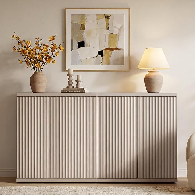 SICOTAS Buffet Cabinet with Storage Accent Sideboard Modern Credenza with Doors