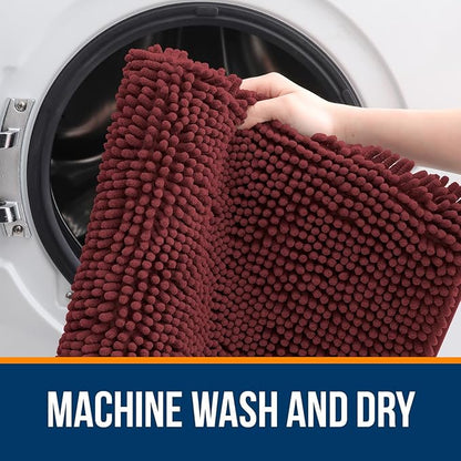 OLANLY Large Bathroom Rugs 44x32, Soft Absorbent Chenille Bath Rugs, Rubber Backing Quick Dry, Machine Washable Bath Mats for Bathroom Floor, Tub and Shower, Home Decor Accessories, Andorra Red-Brown