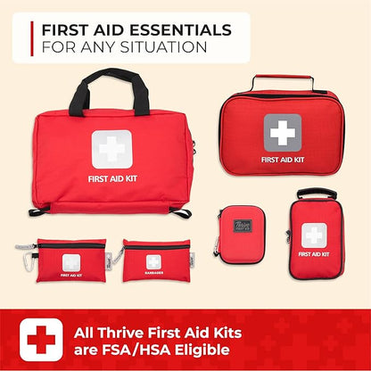 Thrive Compact Waterproof Car First Aid Kit - Durable Rip-Stop Nylon Hiking Supplies, First Aid Safety Kit Includes Bandages & Wipes, 100-Piece Bag