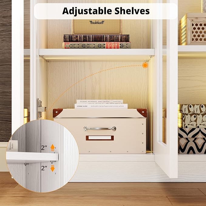 IRONCK Corner Bookshelf with LED Lights, 78.7" Tall Corner Bookshelves with 2