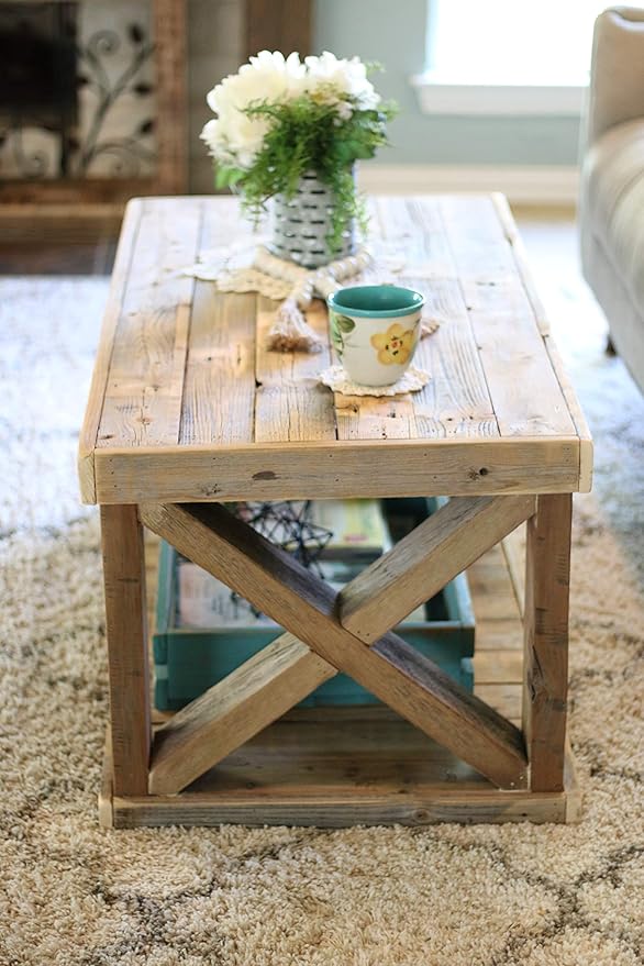 Doug and Cristy Designs Natural Wooden X Leg Coffee Table