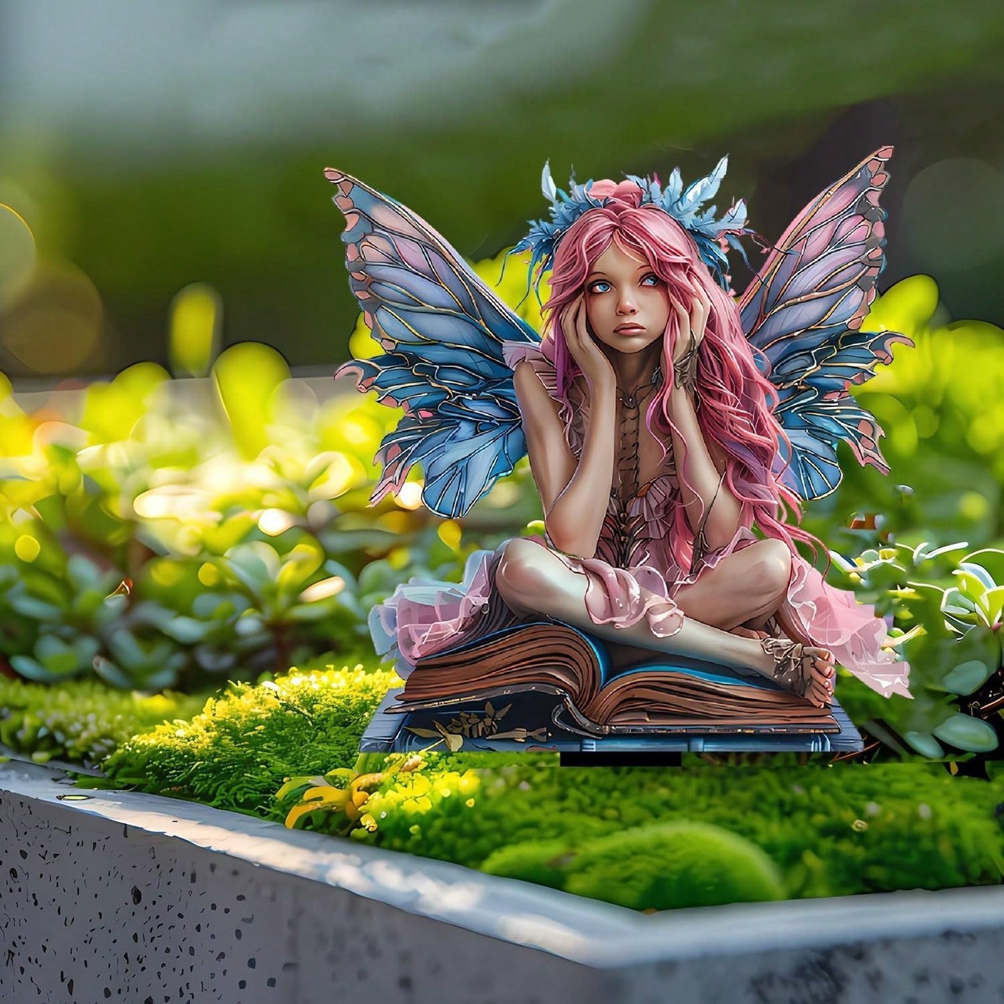 YUEYINGMG Garden Decor, Acrylic 2D Stake, Pot Plants Garden Yard Lawn Outdoor Fairy Statue Ornaments, Fairy Garden Accessories Decoration (Style F)
