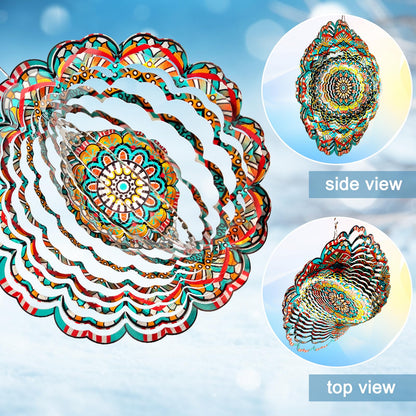 Eiryhope Mandala Wind Spinner - Lucky Star Design | 12-Inch Laser Cut Stainless Steel, Kinetic Hanging Wind Sculpture for Garden, Porch, Patio, Home | Outdoor 3D Metal Windcatcher & Yard Art