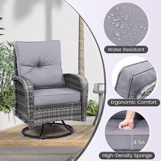wildformers Luxury Outdoor Swivel Wicker Glider Patio Chairs