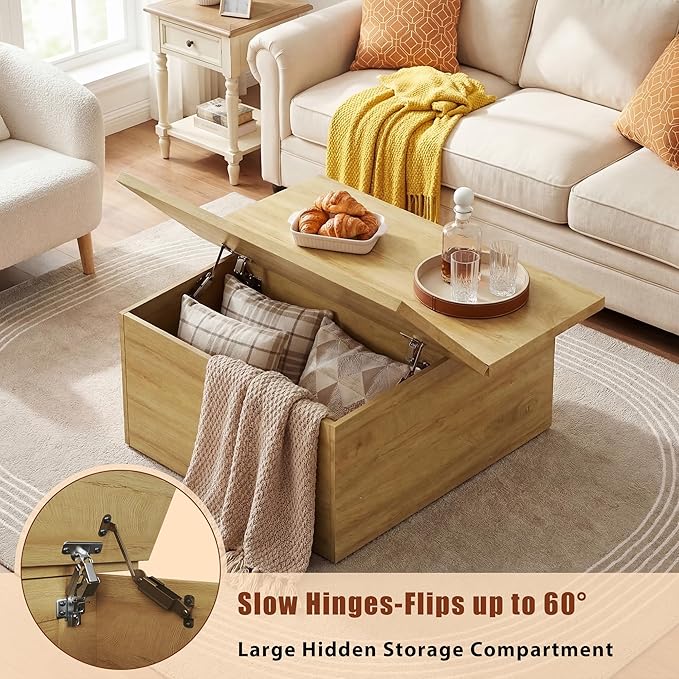 HUAHUU Lift Top Coffee Table, 4 in 1 Square Coffee Table