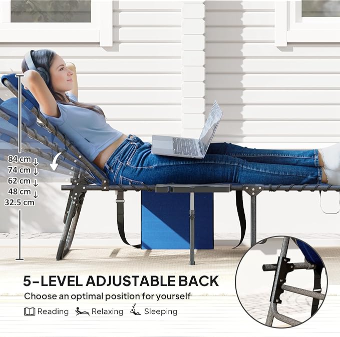 Outsunny Folding Chaise Lounge Chair Outdoor Tanning Chair