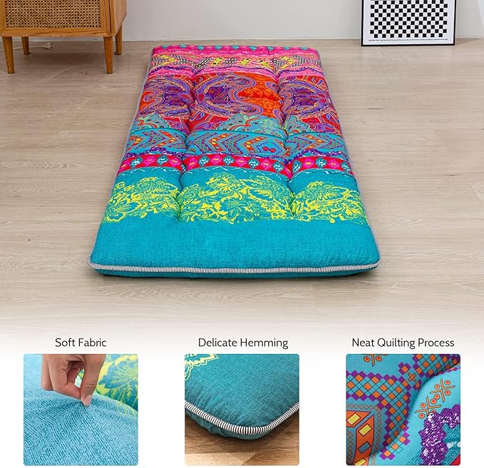 MAXYOYO Bohemian Floor Bed, Japanese Futon Mattress, Narrow Twin Single Bed