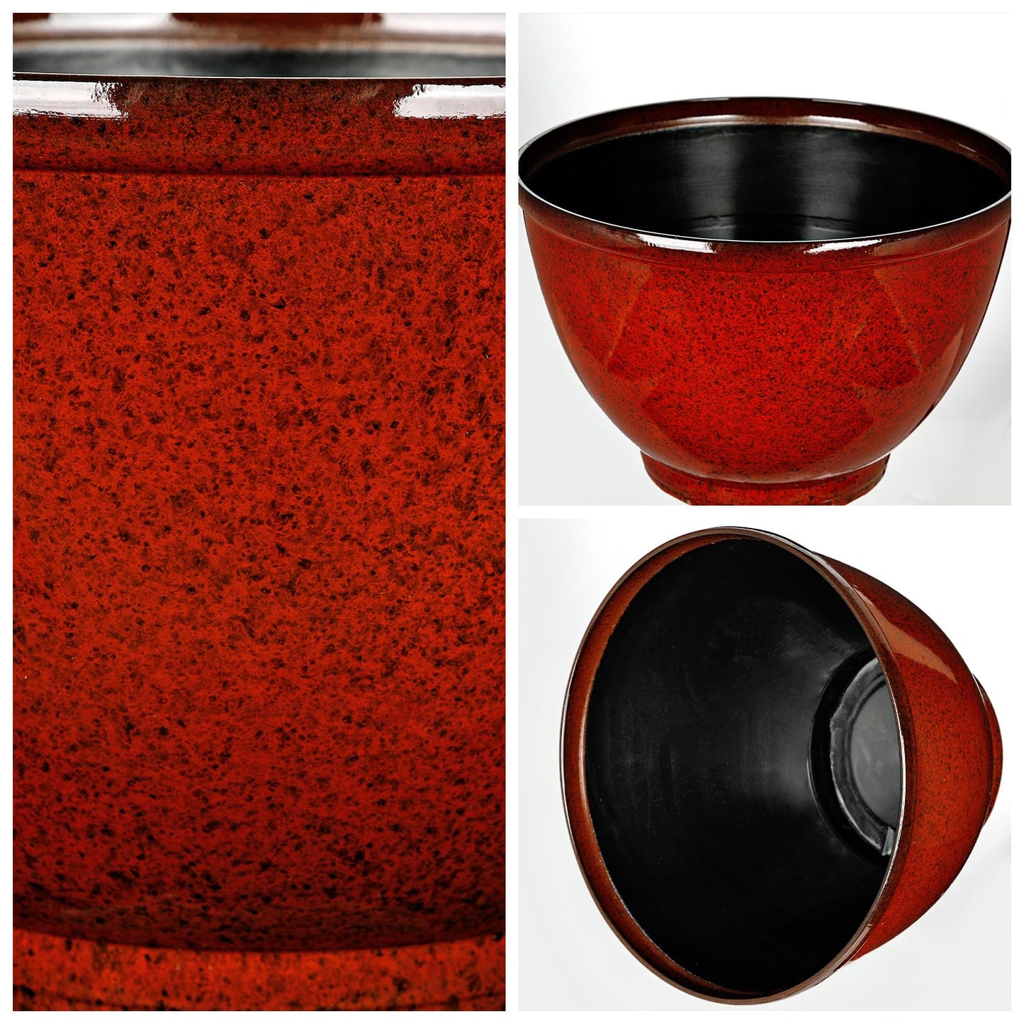 Hollyone Set of 2 Outdoor Planter 11.5 inch Plant Pot Plastic Pots for Plants Planters for Outdoor Indoor Plants with Drainage Hole Round Plant Pot Flower Pots Garden Decorations Dark Red
