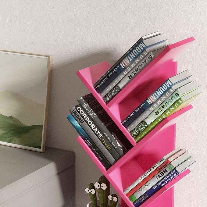 SHEEPAM 5 Tier Tree Book Shelf, Small Desktop Bookshelf