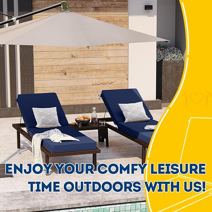 AAAAAcessories Outdoor Chaise Lounge Cushions, Fade-Resistant, Waterproof Patio