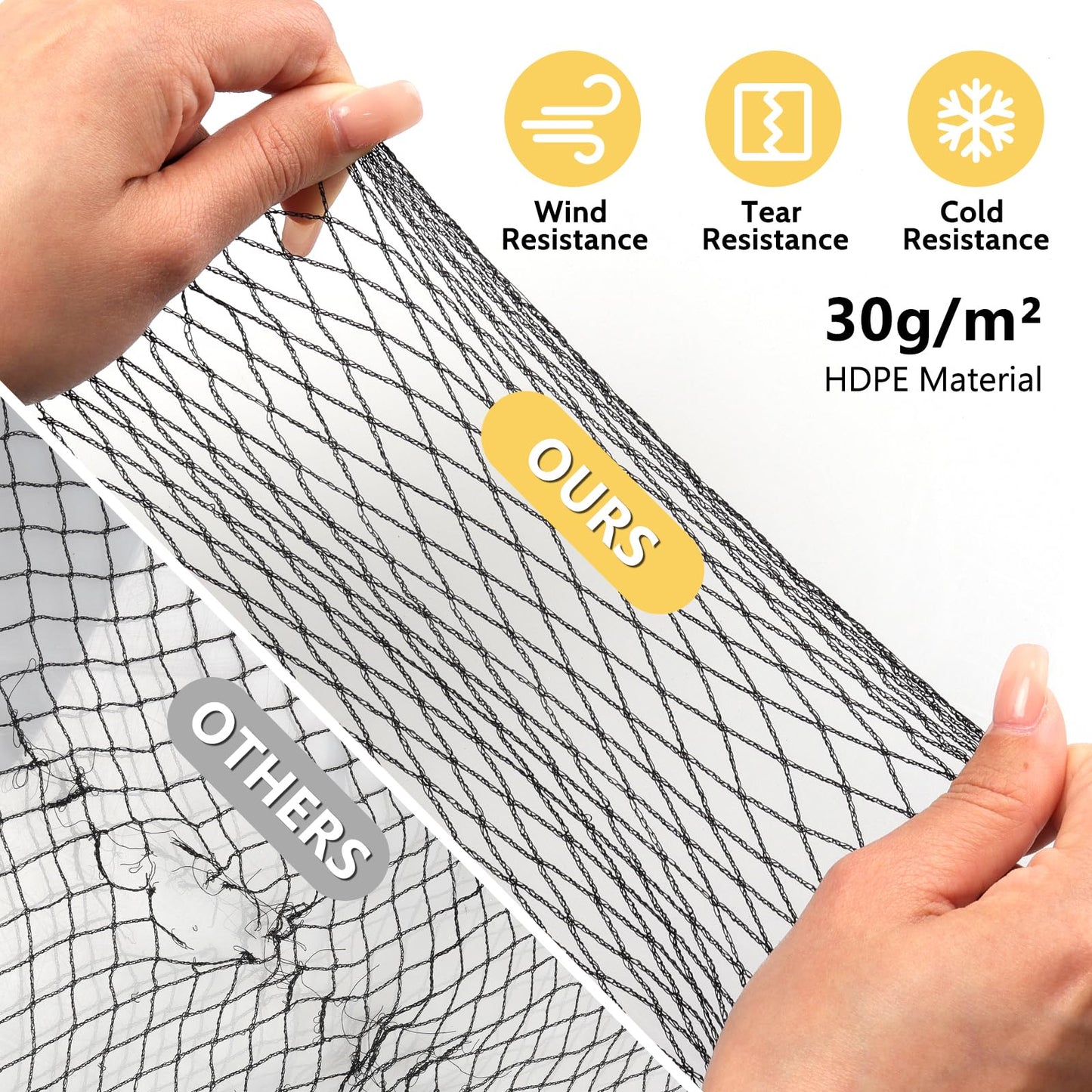 Jvgoo Bird Netting for Garden, 13 x 40 FT Bird Netting for Chicken Coop, Heavy Duty Garden Poultry Net Mesh with Ties and Staples for Fruit Trees Vegetables Against Birds, Deer, Squirrels