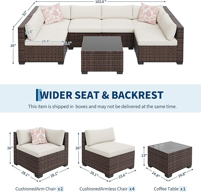 7-Piece Outdoor Sectional Furniture Set, Patio Furniture Sets