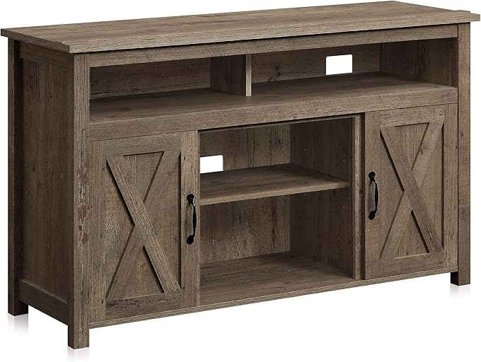 BELLEZE Modern 48 Inch Barn Door Wood TV Stand & Media Entertainment Center