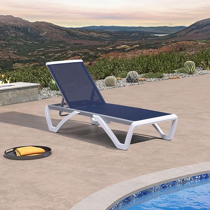 PURPLE LEAF Patio Chaise Lounge Chair Outside Aluminum Plastic Stackable