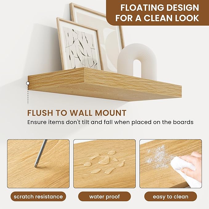 fuqing Floating Shelves for Wall, Wall Mounted Wood Floating Shelf
