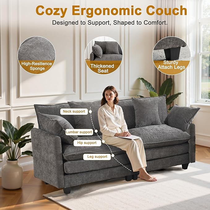 77" Cloud Chenille Sofa Set