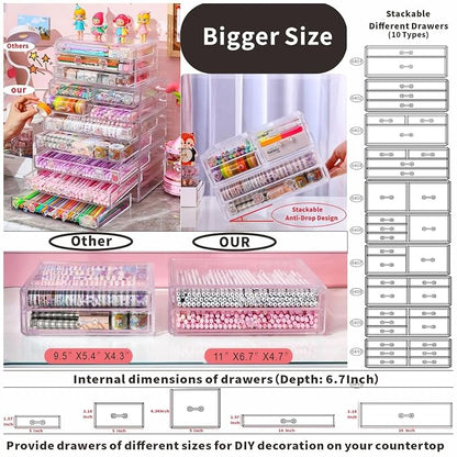 Cq acrylic Stackable Make Up Organizing With 3 Drawers,Clear Drawer Organizer for Vanity Counter, Plastic Makeup Storage Organizer for Bathroom,Medicine,Craft,Accessory,Beauty Supplies,Pack of 1