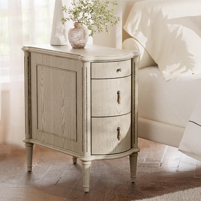 STO'SENSE Nightstand w/Charging Station & 3 Drawers, Pre-Assembled, Vintage
