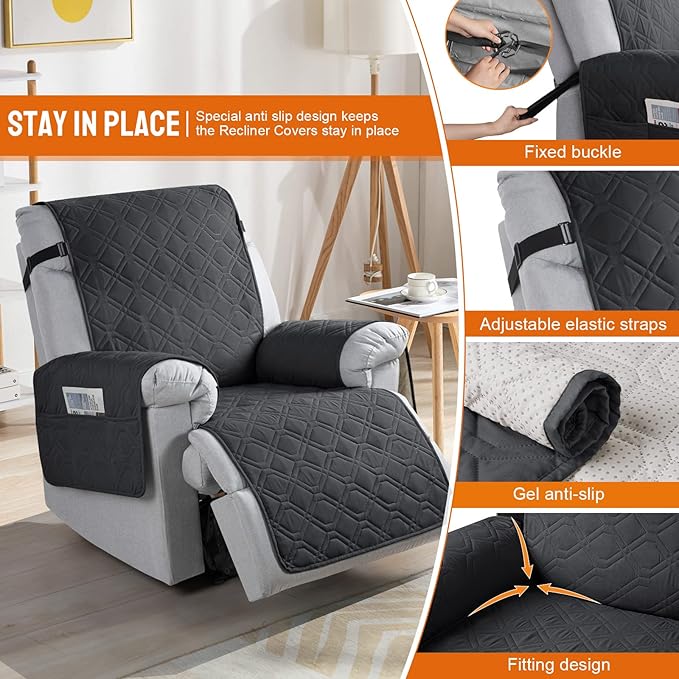 VANSOFY 100% Waterproof Recliner Chair Covers, Recliner Cover Non-Slip Dog