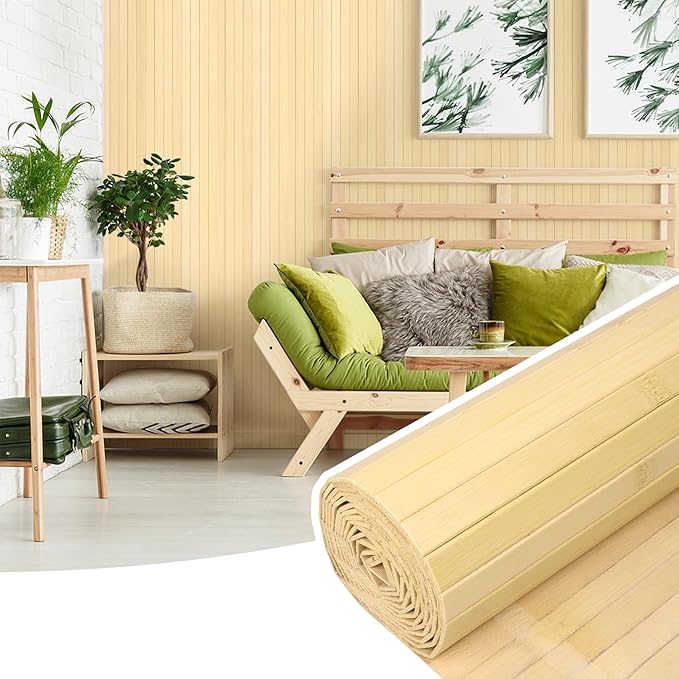 Bamboo Wall Panel for Interior Wall Decor, Renewable Pole Wrap Wainscoting Roll