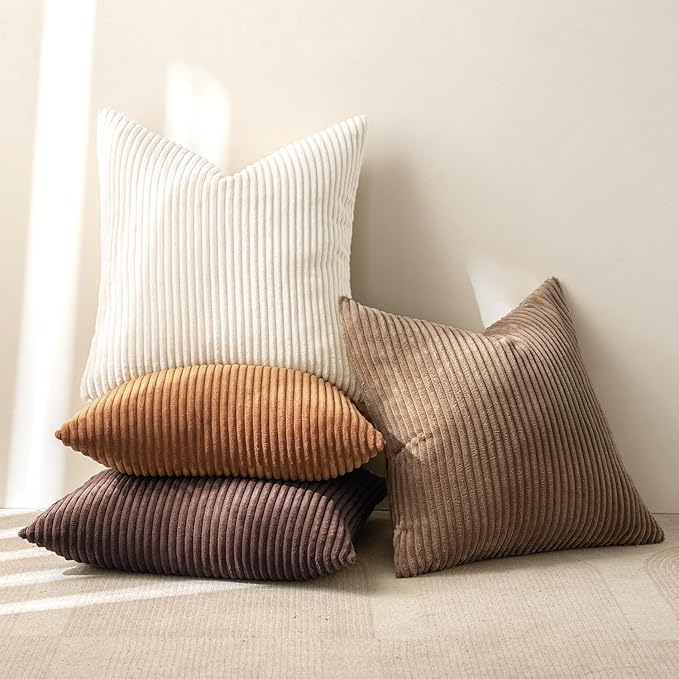 MIULEE Boho Farmhouse Throw Pillow Covers 18x18 Inch Set of 4 Rustic Mordern