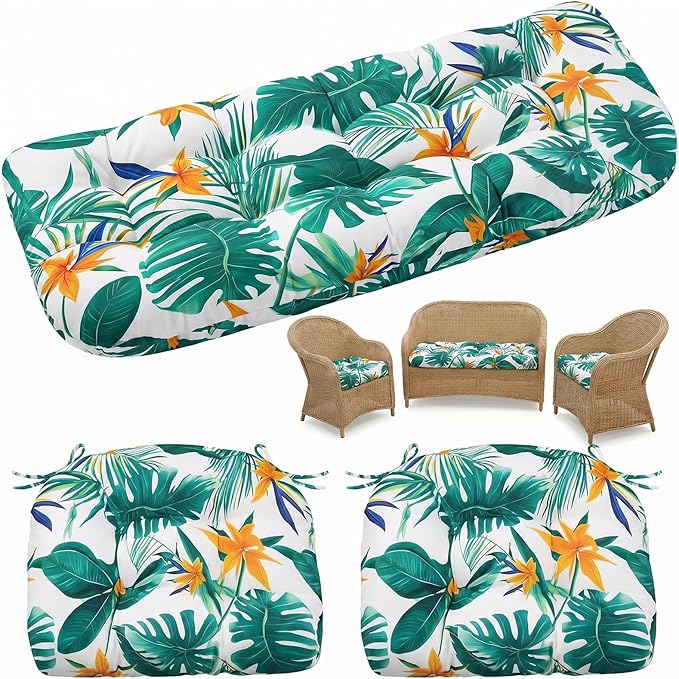 1 MIDDLE ONE Wicker Chair Cushions 3 Pieces Set