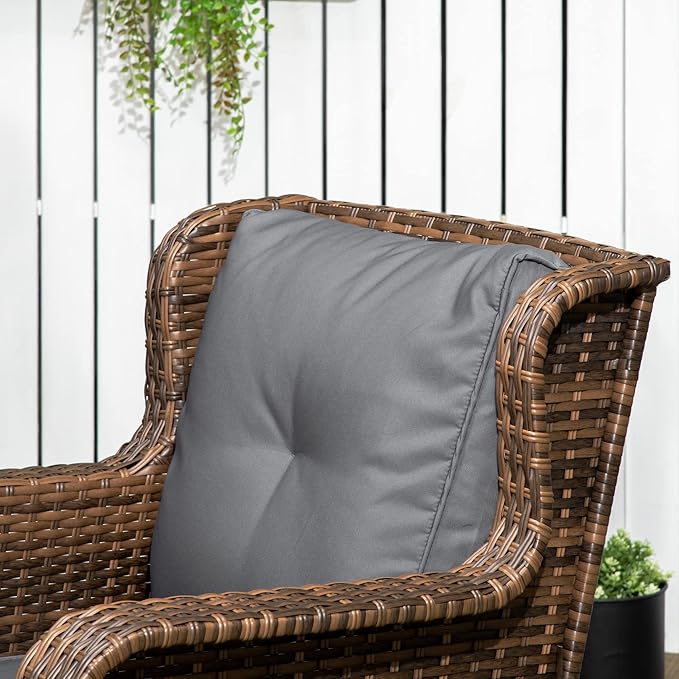 Outsunny 4 Piece PE Rattan Outdoor Patio Furniture Set, Wicker Conversation Set