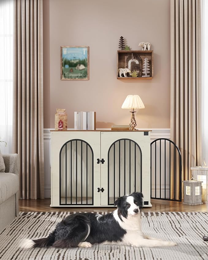 Hzuaneri 44.1" Wooden Dog Crate Furniture, Indoor Dog Kennel Dogs Cage