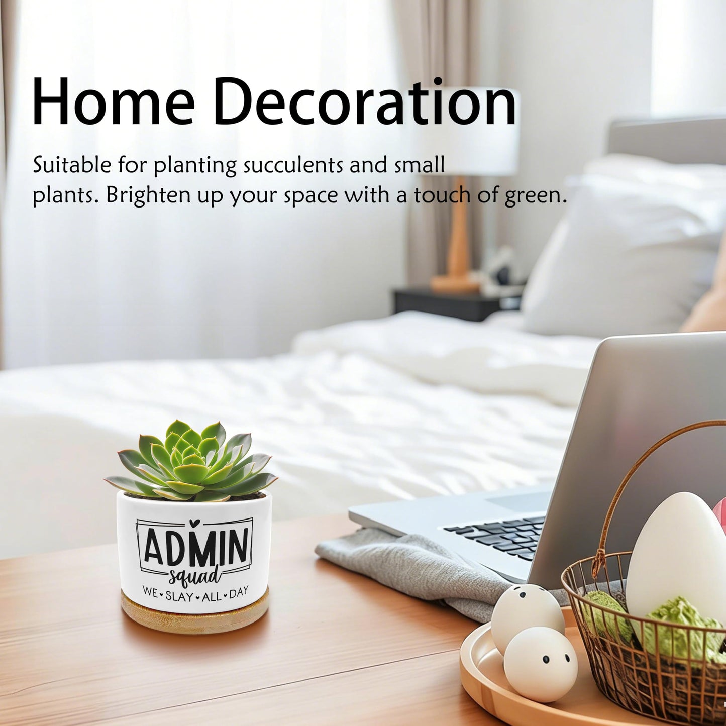 EVIHCG Administration Appreciation Gifts Planter Pots, Administrative Assistant Gifts, Admin Squad Ceramic Succulent Plant Flower Planters for Home Office Desk Table Shelf(No Plants)