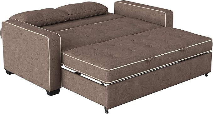 Serta Ainsley Loveseat with Pull Out Sleeper Microfiber Java Full