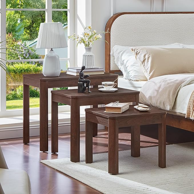 Joaxswe Farmhouse Nesting Tables Set of 3, Living Room Table Set
