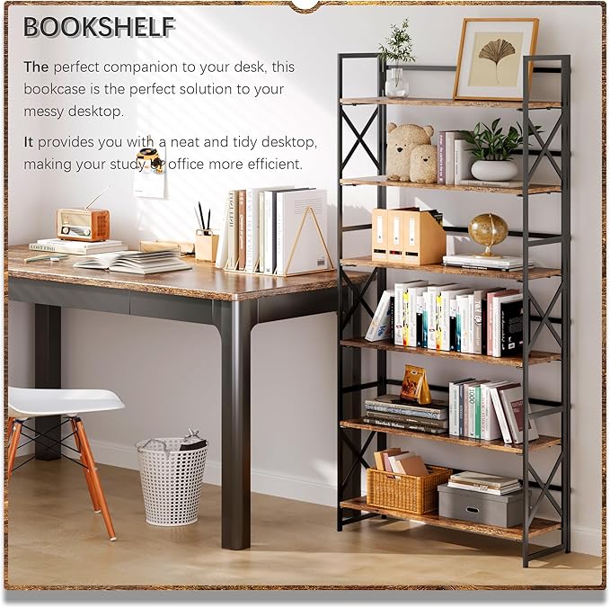 4NM Extra Wide 6 Tiers No Assembly Book Shelves, 61.8" H Folding Bookshelf