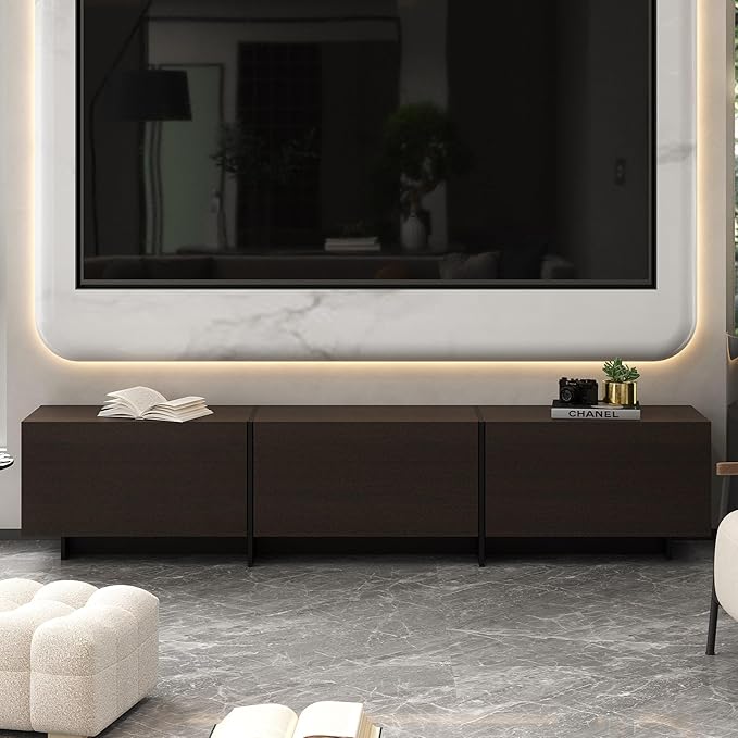 AIEGLE 71.7" W TV Stand with 3 Flip-Down Drawers, Modern Entertainment Center