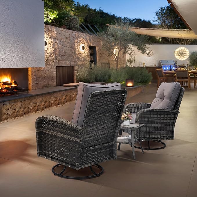 wildformers Luxury Outdoor Swivel Wicker Glider Patio Chairs