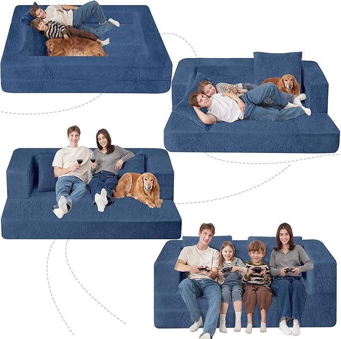 Futon Sofa Bed with Pillow, 3-in-1 Sleeper Sofa Bed with Removable Cover