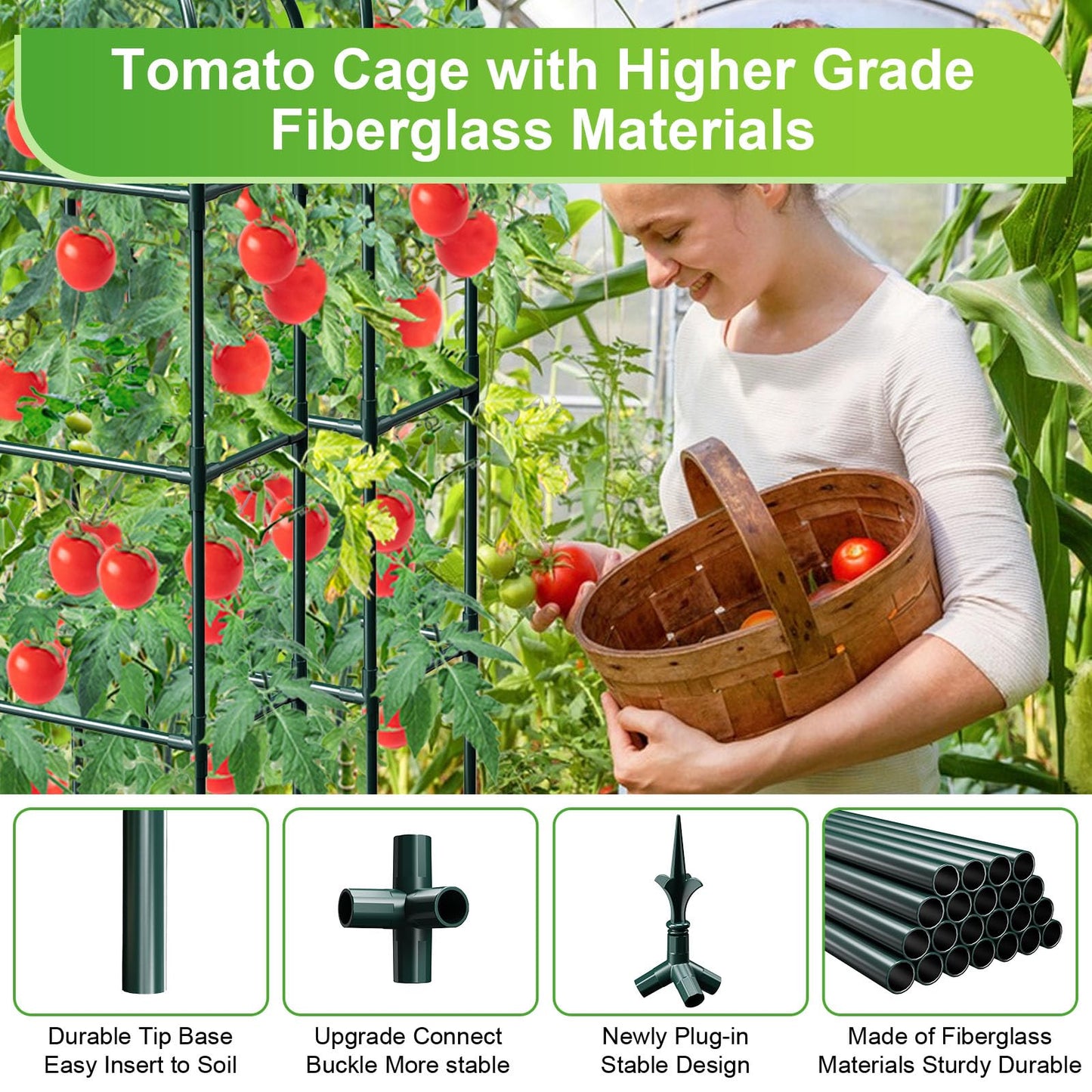 Raised Garden Bed Planter Box with Trellis, 71" Self-Watering Tomato Planter with Trellis for Climbing Vegetable and Plants, Tomato Cage Planters for Indoor Outdoor Patio Greenhouse Gardening (1Pack)