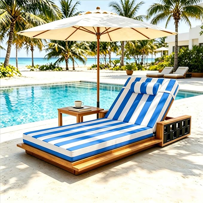 Chaise Lounge Cushion for Outdoor Furniture, Waterproof, Fade-Resistant and