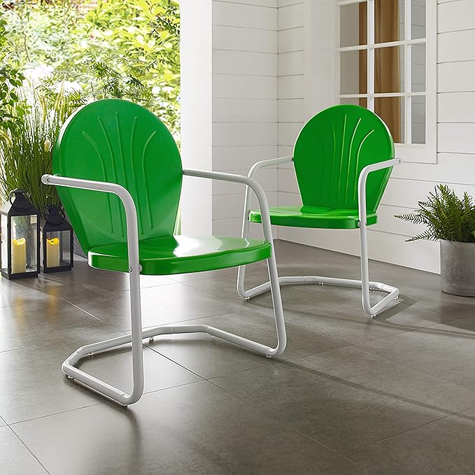 Crosley Furniture Griffith Outdoor Chair, Retro Metal Patio Chairs
