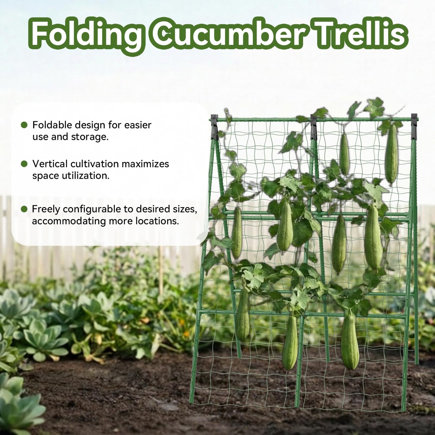 2 Pack Cucumber Trellis, 34"×48" Garden Trellis for Climbing Plants Outdoor, A-Frame Vegetable Trellis for Raised Bed, Support for Tomatoes, Squash, Zucchini, Vegetables & Flowers