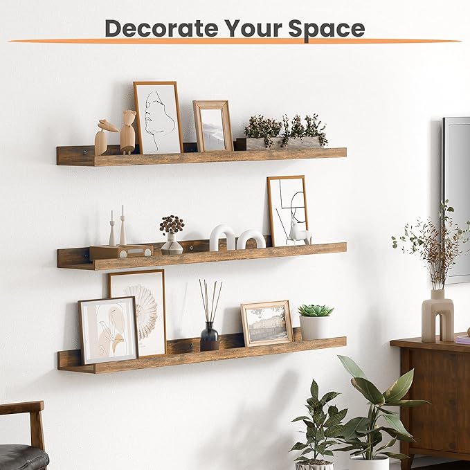 upsimples Floating Shelves for Wall, 35.5 Inch Shelves for Decor Storage Set of