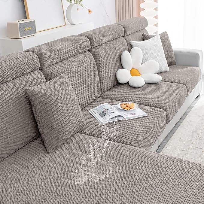 Smiry Waterproof Couch Cushion Covers, Stretch Jacquard Thick Sofa Cushion