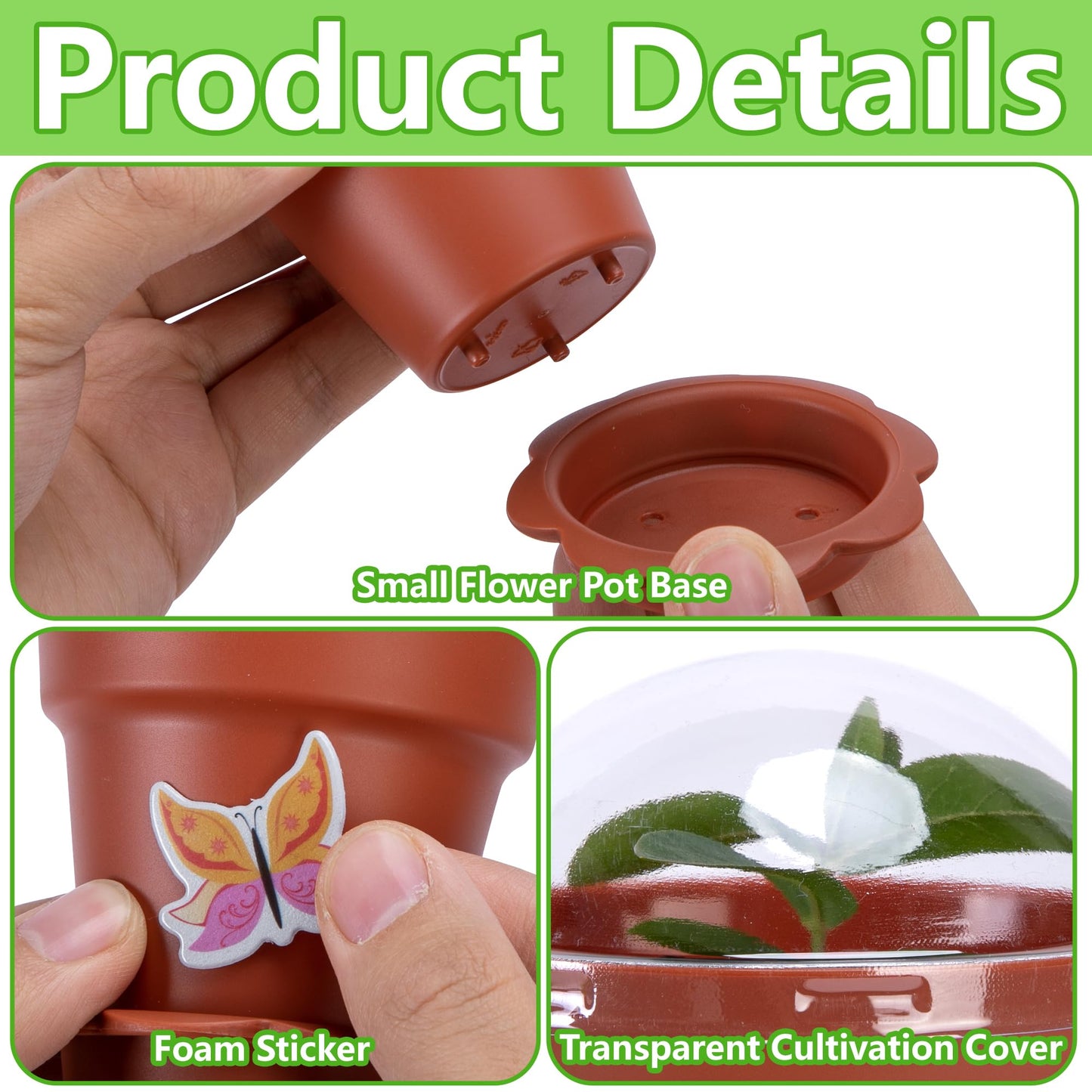 25 Packs Cupcake Plant Nursery Pots with Humidity Dome, Small Plastic Flower Plant Pots with 20 Sheet Stickers, Seeds Starter Pot Flower Planting Container for Seedlings Succulent Display (Wine Red)