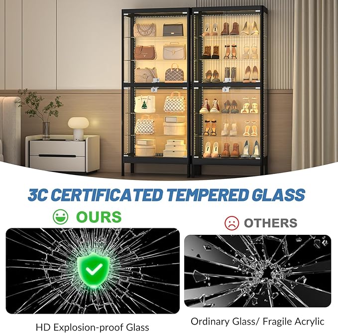6-Tier Glass Display Cabinet