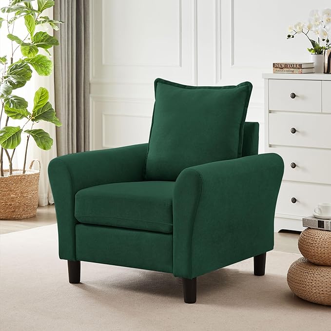Mid-Century Accent Chair, Modern Linen Fabric Armchair