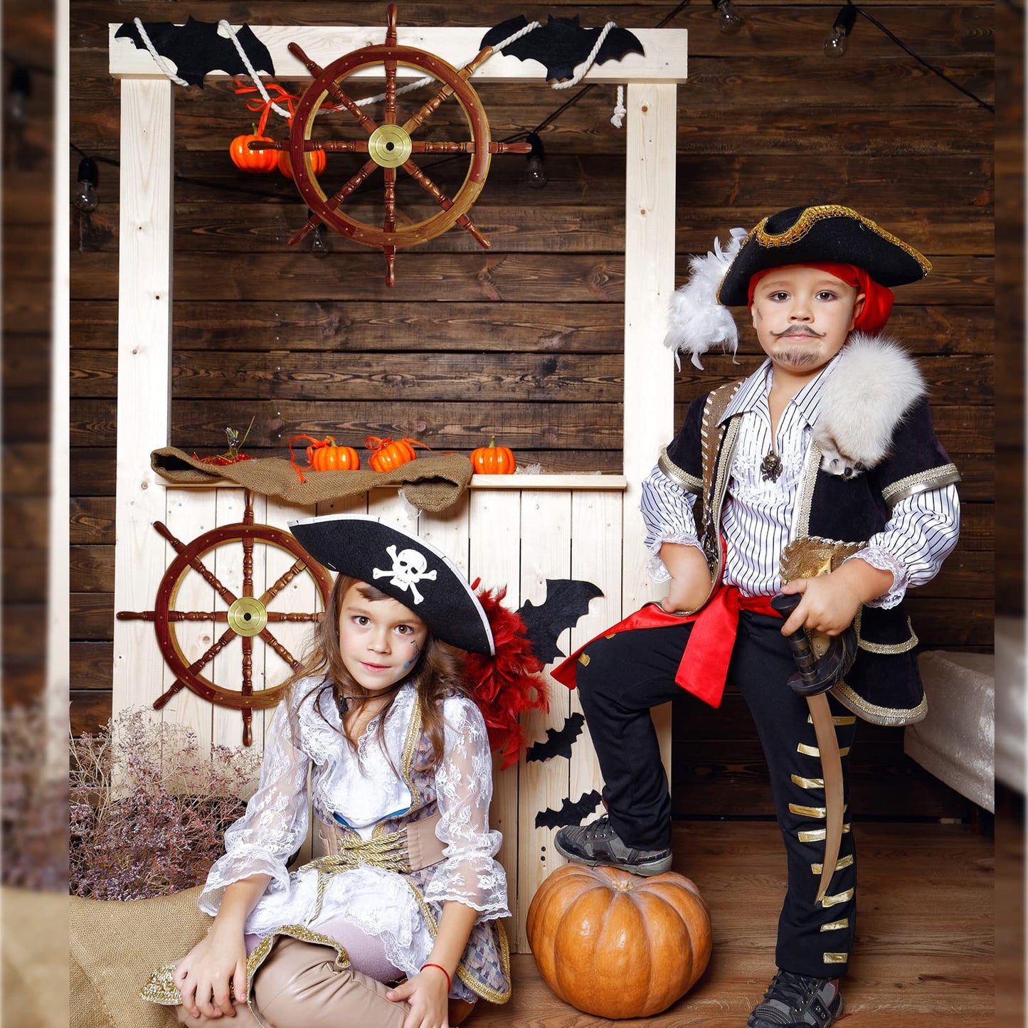 Tatuo 2 Pcs Ship Wheel Wall Decor Pirate Party Decorations Thin Flat Wooden Nautical Wall Art 2d Wood Beach Boat Cruise Ship Steering Wheel for Home Bedroom Decor(12 Inch)